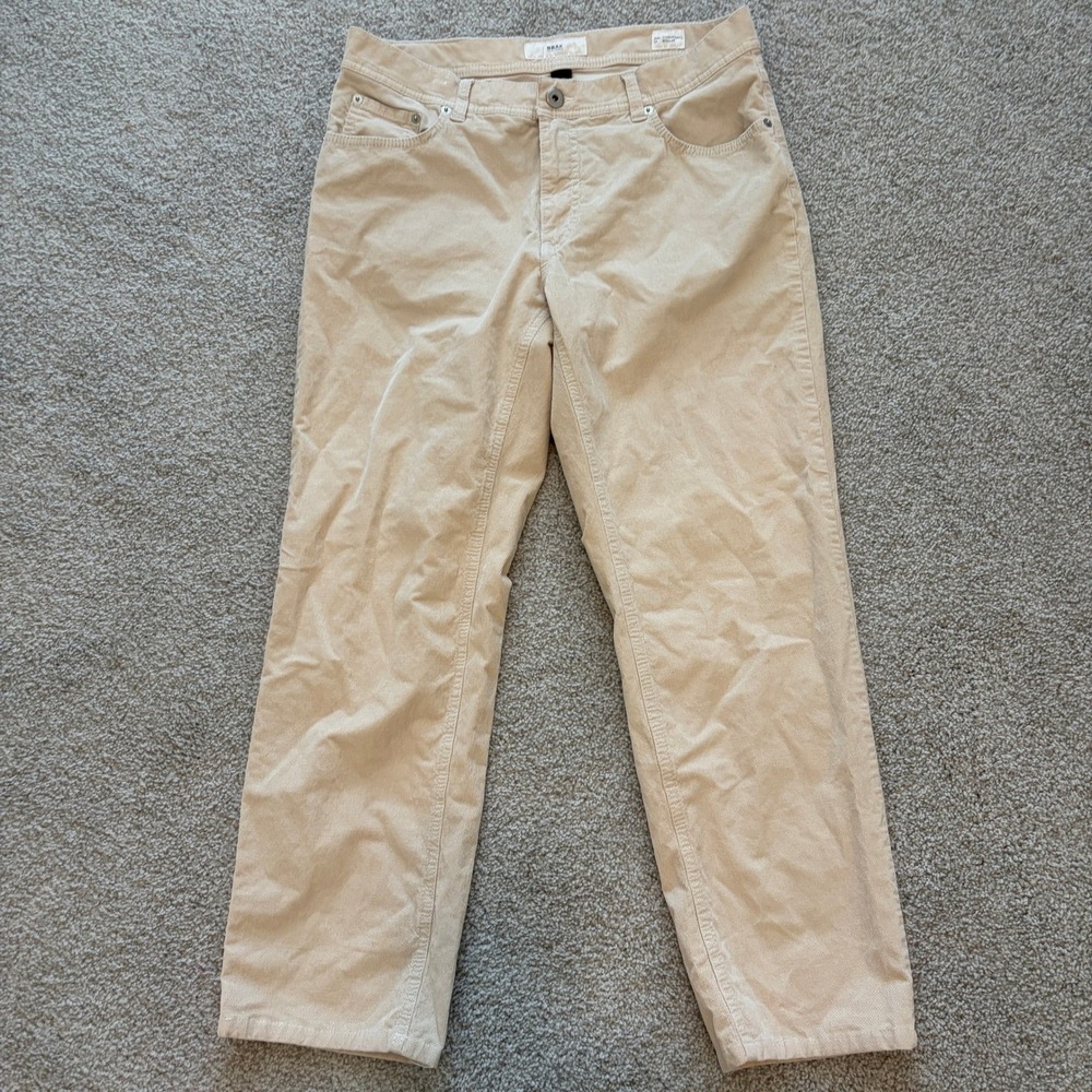 Brax‎ Cooper Fancy Pants Mens 31x28 Khaki Beige Corduroy Straight Leg Casual